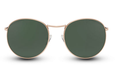 Lunettes de Soleil Doré Aviateur Ronde Verte