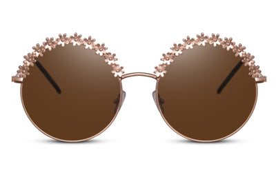 Lunettes Ronde Fleur Marron