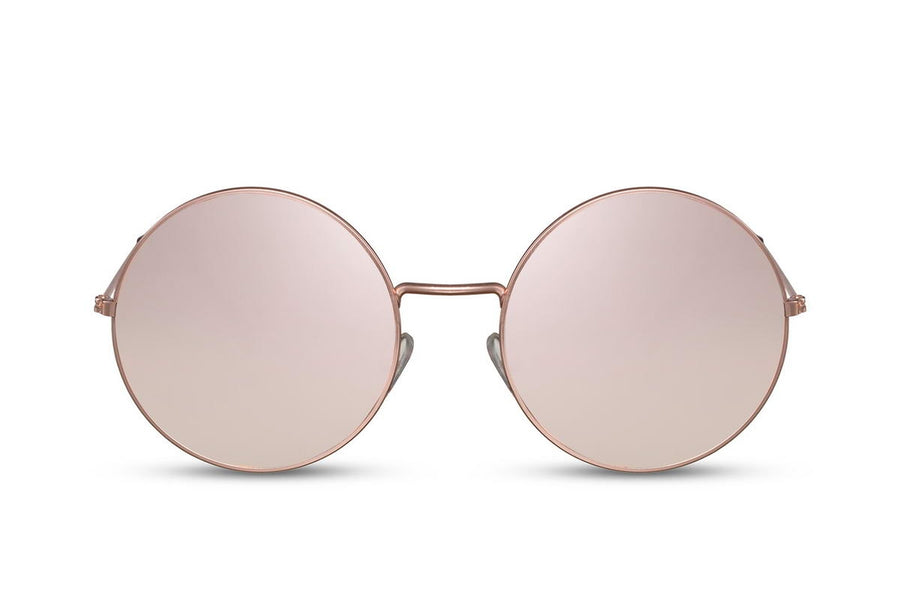 Lunette de Soleil Doré Ronde Rose