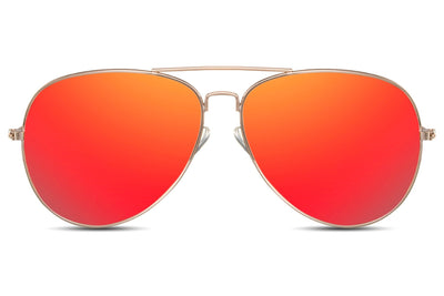 Lunettes de Soleil Rétro Aviateur Rouge Miroir