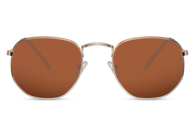 Lunettes de Soleil Rétro Carré Aviateur Marron