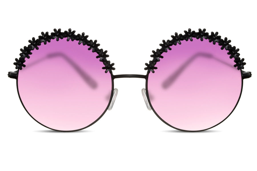 Lunette Ronde Fleur Noir