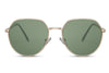 Lunettes de Soleil Doré Aviateur Hexagonales Verte