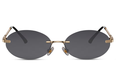 Lunettes de Soleil Doré Ovale Noir