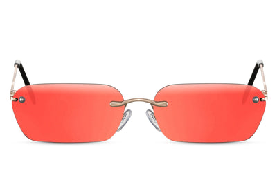 Lunettes de Soleil Sans Monture Doré Rouge