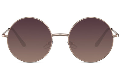 Lunettes de Soleil Doré Ronde Marron