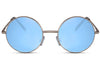 Lunettes de Soleil Doré Ronde Bleu