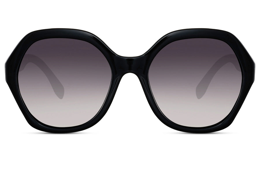 Lunette de Soleil Oversize Hexagonales Noir