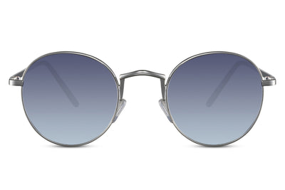 Lunettes de Soleil Argenté Aviateur Round Bleu