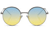 Lunettes de Soleil Argenté Ronde Jaune Bleu