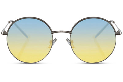 Lunettes Hippie Ronde Bleu Jaune