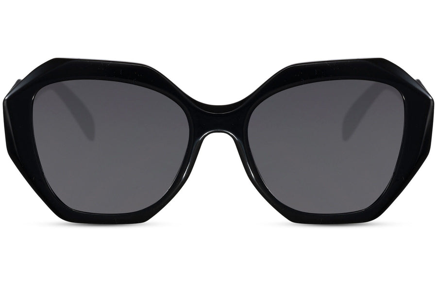 Lunette de Soleil Oversize Géométrique Noir