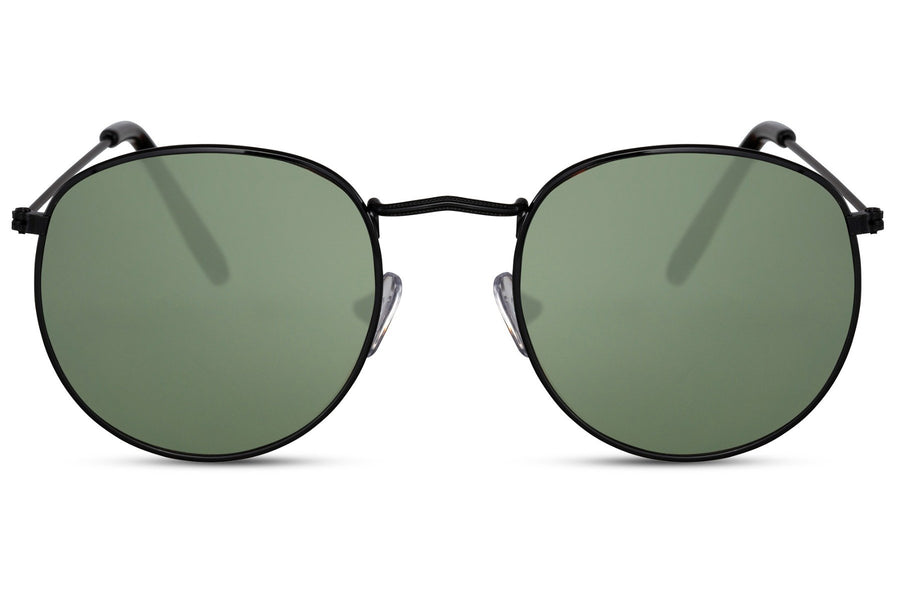 Lunette Ronde Police Noir Verte