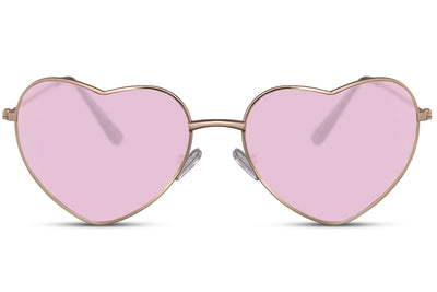 Lunettes de Soleil Rétro Coeur Rose Doré