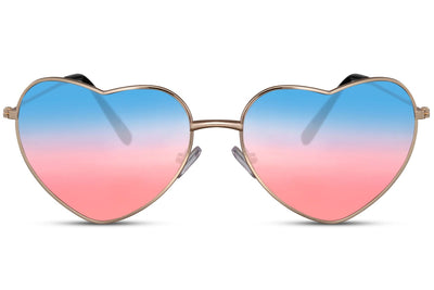 Lunettes de Soleil Rétro Coeur Rouge Bleu