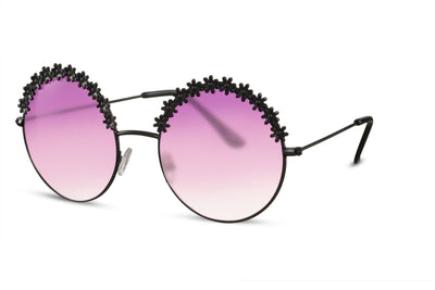 Lunette Ronde Fleur Noir