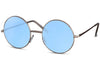 Lunette de Soleil Doré Ronde Bleu