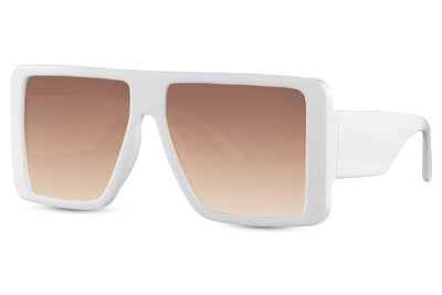 Lunette de Soleil Oversize Visière Blanche Marron