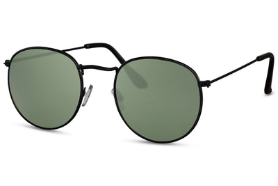 Lunette de Soleil Ronde Police Noir Verte