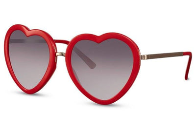 Lunette de Soleil Rouge Coeur Oversize